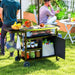 Outsunny Stainless Steel BBQ Trolley with Folding Table & Wheels - Black - Samanta Factory