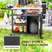 Outsunny Stainless Steel BBQ Trolley with Folding Table & Wheels - Black - Samanta Factory