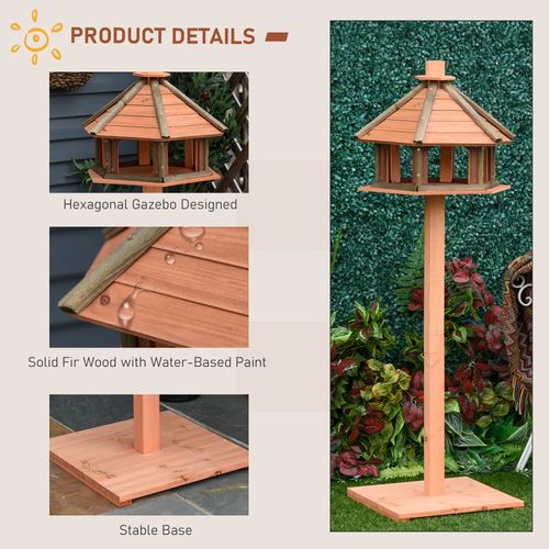 Wooden Bird Feeder Wooden Bird Table Bird Feeder with Roof, Brown, 130cm - Samanta Factory