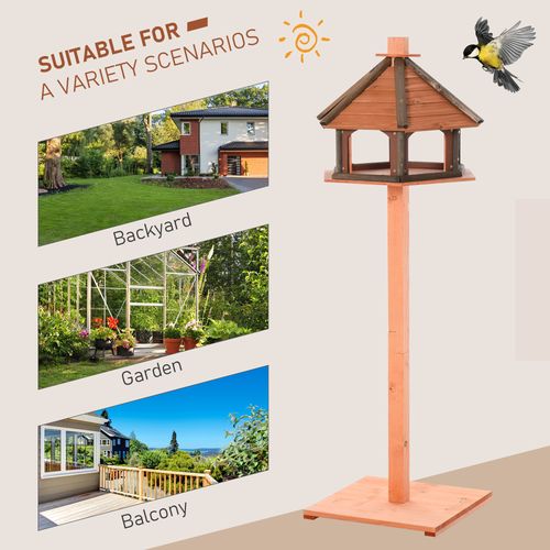 Wooden Bird Feeder Wooden Bird Table Bird Feeder with Roof, Brown, 130cm - Samanta Factory