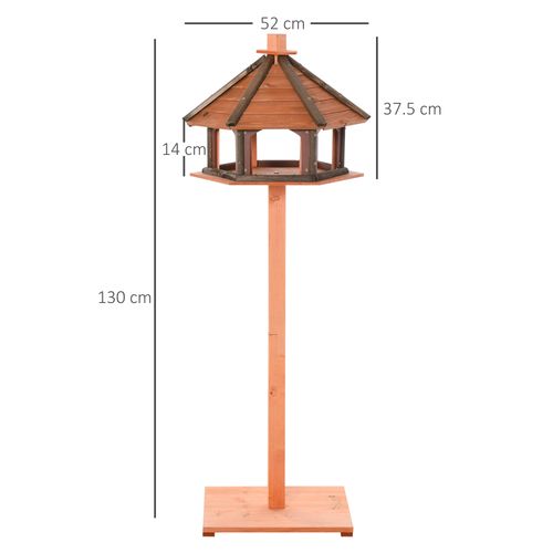 Wooden Bird Feeder Wooden Bird Table Bird Feeder with Roof, Brown, 130cm - Samanta Factory
