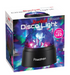Mini disco light glowing in rainbow colours – Powertron Starball in a dark room
