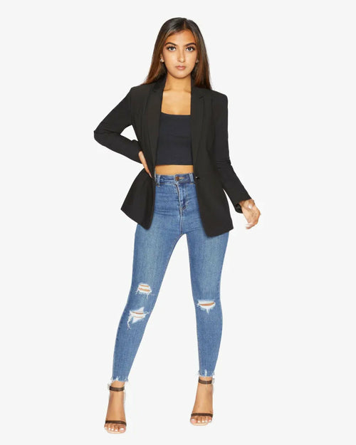 British-Made Black Relaxed Blazer – Smart/Casual Essential - Samanta Factory