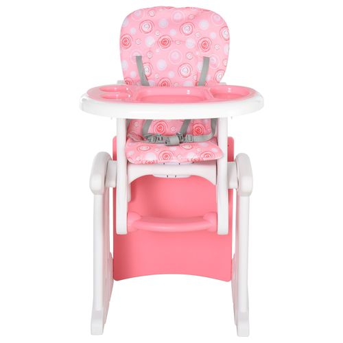 3-in-1 toddler chair with high chair, rocking chair, and booster seat functionality, featuring adjustable backrest and removable tray