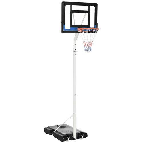  Adjustable basketball hoop with solid steel frame, built-in wheels, and stable base for all ages.