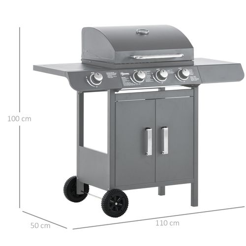 Gas Barbecue Grill – 3+1 Burner with Large Cooking Area - Samanta Factory