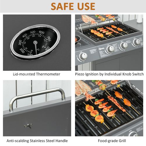 Gas Barbecue Grill – 3+1 Burner with Large Cooking Area - Samanta Factory