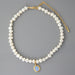 925 sterling silver geometric pendant necklace with irregular pearl – adjustable 21-50cm chain UK