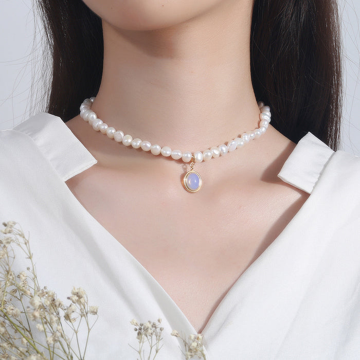 ⚪️ IRREGULAR PEARL NECKLACE | 925 Silver Geometric Pendant ✨ Adjustable Chain (UK’s #1 Minimalist Jewelry) - Samanta Factory