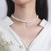 ⚪️ IRREGULAR PEARL NECKLACE | 925 Silver Geometric Pendant ✨ Adjustable Chain (UK’s #1 Minimalist Jewelry) - Samanta Factory