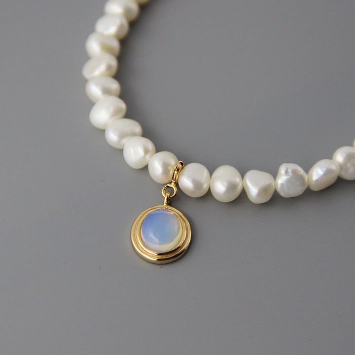 ⚪️ IRREGULAR PEARL NECKLACE | 925 Silver Geometric Pendant ✨ Adjustable Chain (UK’s #1 Minimalist Jewelry) - Samanta Factory