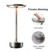 Wireless LED desk lamp with touch control and dimming feature in black and brushed nickel finish for modern lighting solutions.