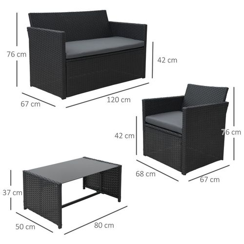 Rattan Garden Furniture Set – 4-Piece Outdoor Seating with Table - Samanta Factory