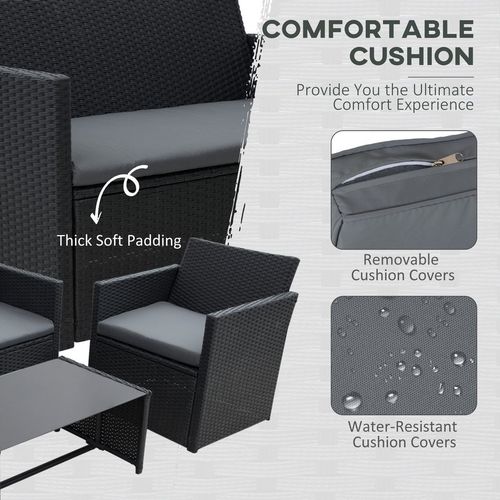 Rattan Garden Furniture Set – 4-Piece Outdoor Seating with Table - Samanta Factory