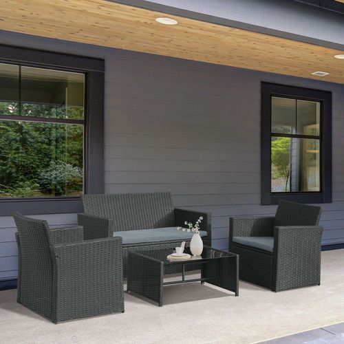 Rattan Garden Furniture Set – 4-Piece Outdoor Seating with Table - Samanta Factory