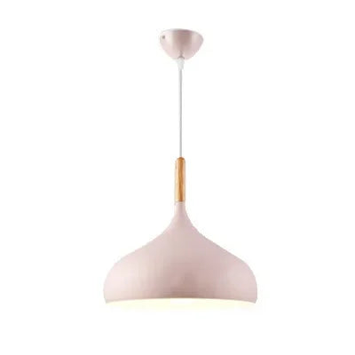 Stylish brushed nickel LED pendant light with colorful lampshade for bedrooms and creative spaces