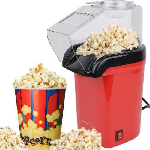 Compact hot air popcorn maker with measuring cup for oil-free popcorn at home
