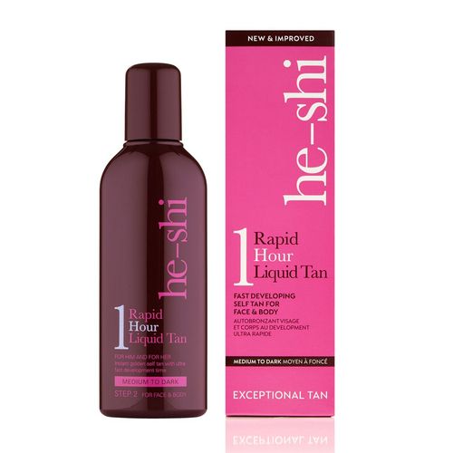 He-Shi Rapid 1 Hour Liquid Tan Bottle, Streak-Free, Hydrating Self-Tanner for Face and Body