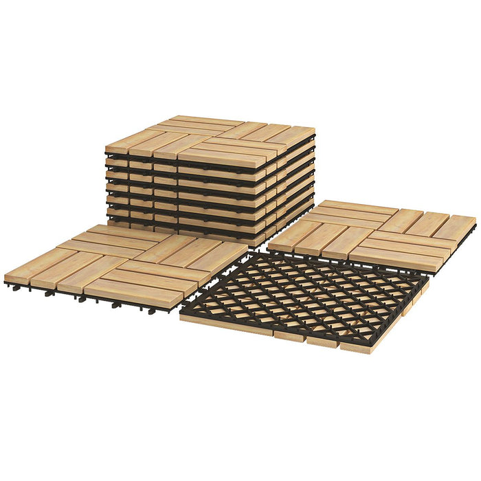 10 PCS Wood Tiles for Terrace and Balcony