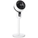 32-inch black and white air circulator fan with oscillation and round base