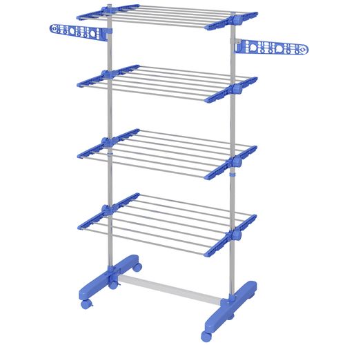 HOMCOM 4-Tier Blue Clothes Airer with Rust-Proof Stainless Steel Construction