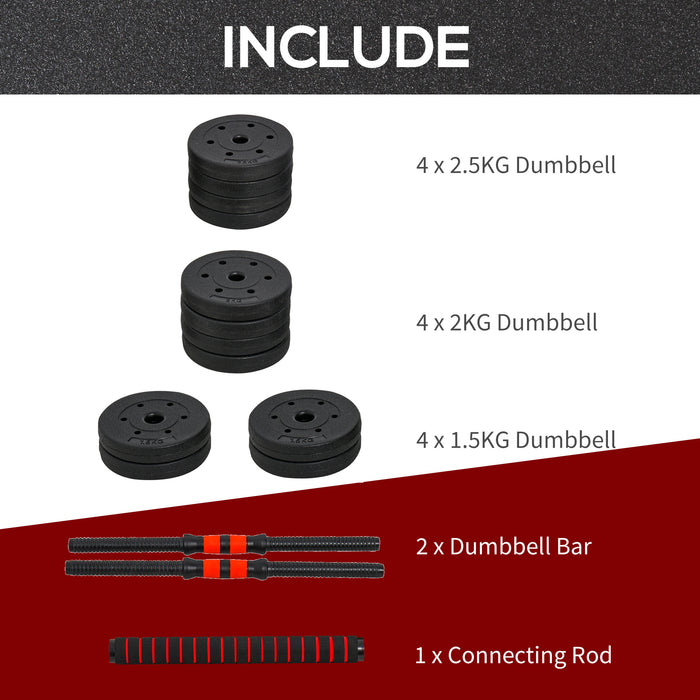 25kg Adjustable 2 IN 1 Barbell Dumbbells Weight Set for Body Fitness HOMCOM - Samanta Factory