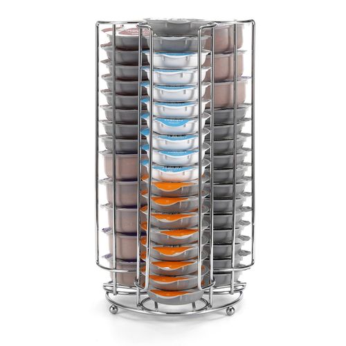 Vinsani 6-Piece Latte Glass Set with Chrome Coffee Pod Holder and Non-Slip Mat