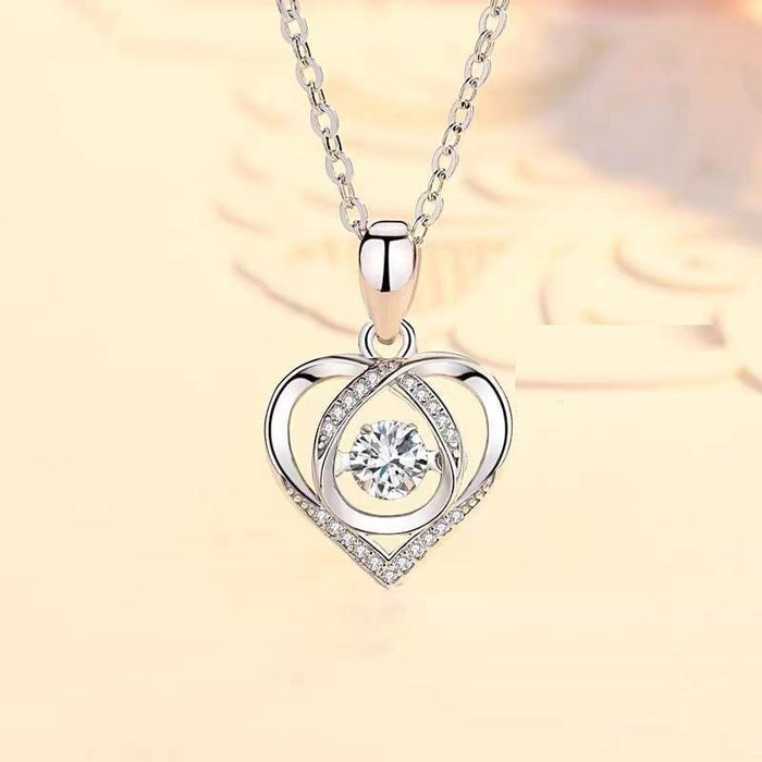 💙🤍 BEATING HEART NECKLACE | S925 Sterling Silver + Rhinestones ✨ (51-80cm Adjustable!) - Samanta Factory
