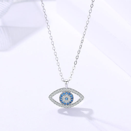  Mystic Eye Pendant Necklace in 925 Silver with Platinum Electroplated Finish in Velvet Gift Box