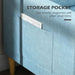 2-Seater Sofa | Modern Linen-Look Couch w/ Storage Pockets & Wood Legs - Blue - Samanta Factory