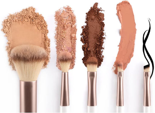  5-Piece Vegan Travel Makeup Brush Set with Stylish Storage Case