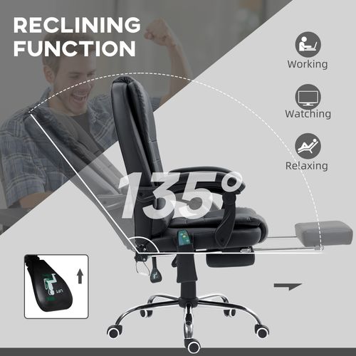Vinsetto Executive Massage Chair | 6-Point Heated Vibration - PU Leather Office Throne w/ Footrest (£201.96) - Samanta Factory