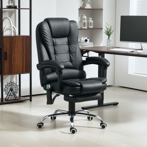 Vinsetto Executive Massage Chair | 6-Point Heated Vibration - PU Leather Office Throne w/ Footrest (£201.96) - Samanta Factory