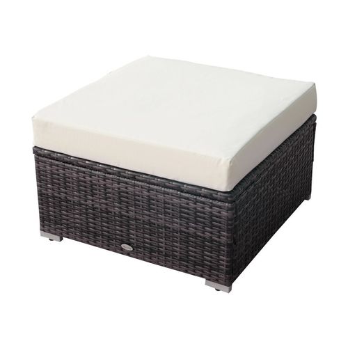 Outsunny 6-Piece Rattan Garden Set | Modular Sofa w/ Tempered Glass Table & Footstool - Brown - Samanta Factory