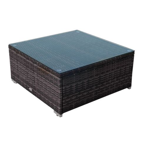 Outsunny 6-Piece Rattan Garden Set | Modular Sofa w/ Tempered Glass Table & Footstool - Brown - Samanta Factory