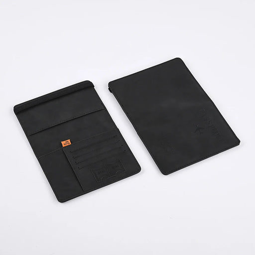  Men's PU leather RFID travel wallet with card slots and passport holder