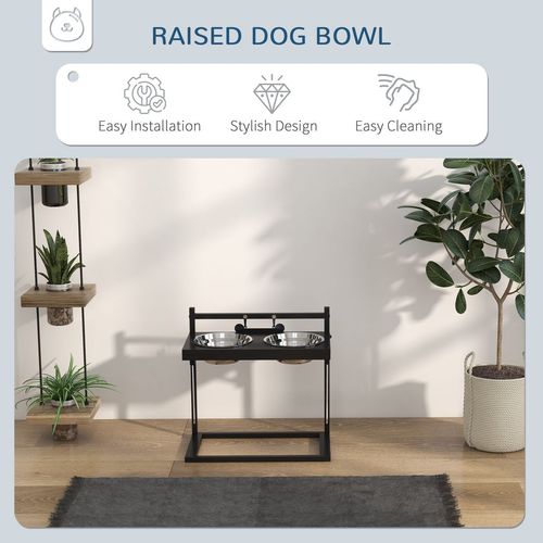 PawHut Raised Dog Bowl w/ Adjustable Height Stand for Small Medium Large Dogs - Samanta Factory