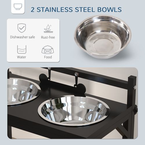 PawHut Raised Dog Bowl w/ Adjustable Height Stand for Small Medium Large Dogs - Samanta Factory