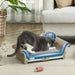 PawHut 2 in1 Cat Scratcher with Catnip, Cardboard Lounge Bed, Blue - Samanta Factory