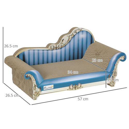 PawHut 2 in1 Cat Scratcher with Catnip, Cardboard Lounge Bed, Blue - Samanta Factory