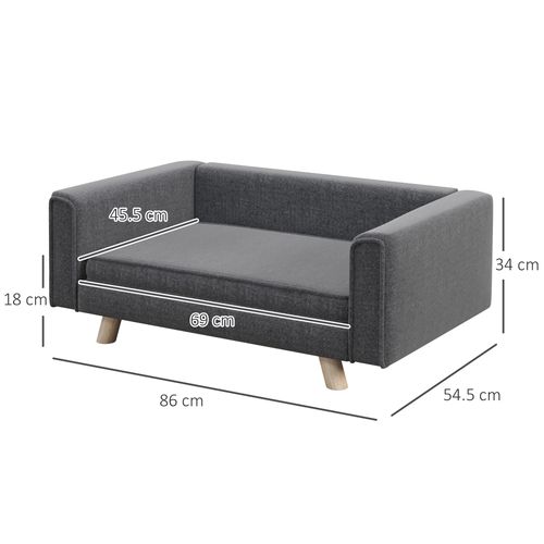 PawHut Elevated Dog Sofa Bed with Cushion for Medium and Small Dogs, Grey - Samanta Factory