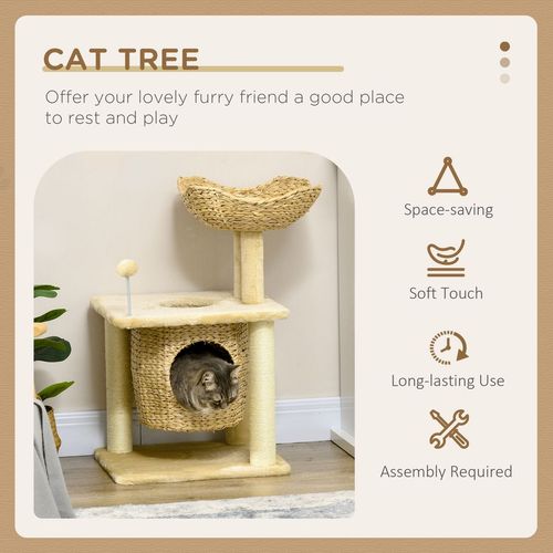 PawHut Cat Tree with Scratching Posts, Cat House, Bed, Washable Cushions - Samanta Factory