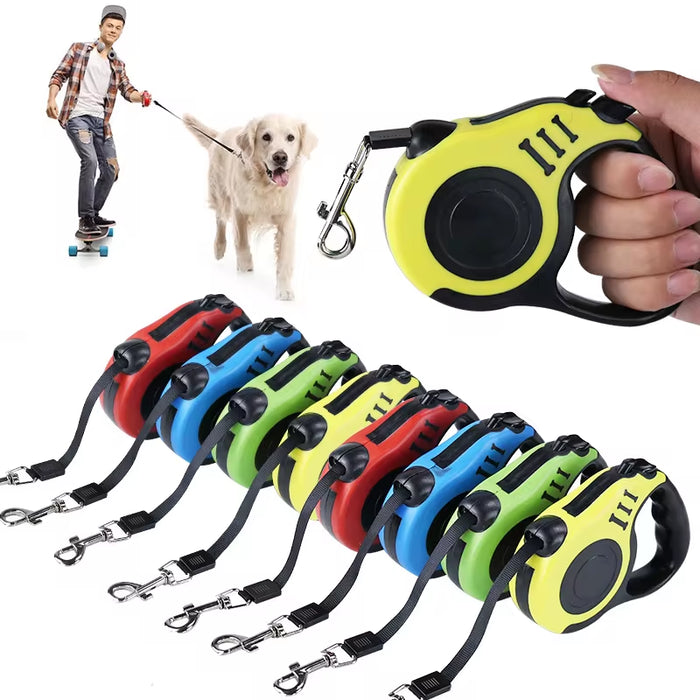  Retractable Dog Leash – Adjustable 3M/5M Leash with One-Hand Brake System