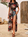 Chic slit dress with semi-sheer design and slight stretch, available in UK sizes.