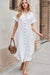 Button down short sleeve midi shirt dress with slit – opaque polyester summer dress for women UK