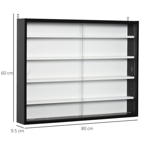 Five-Tier Wall-Mountable Glass Display Cabinet with Sliding Doors - Samanta Factory