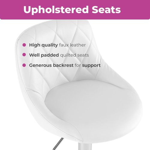 Bar Stools – Height Adjustable Leather Seat with 360° Swivel & Chrome Base - Samanta Factory