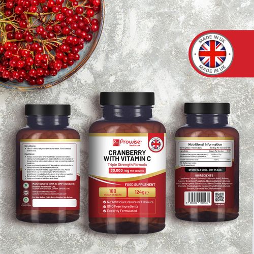 Cranberry & Vitamin C Supplement – 30 000 mg Cranberry for UTI & Immune Support - Samanta Factory