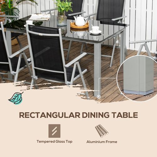 7-Piece Outdoor Dining Set – Aluminium Frame, Folding Chairs & Tempered Glass Table - Samanta Factory