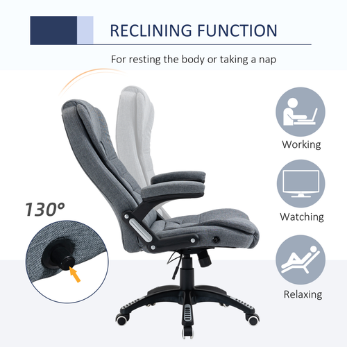 High Back Office Chair – Linen Upholstery with Recline & Adjustable Height - Samanta Factory